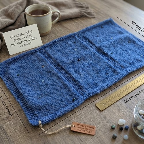 Mini plaid thérapeutique, couvrette modèle "henri" aux pierres minérales – idée cadeau fête des grands-pères