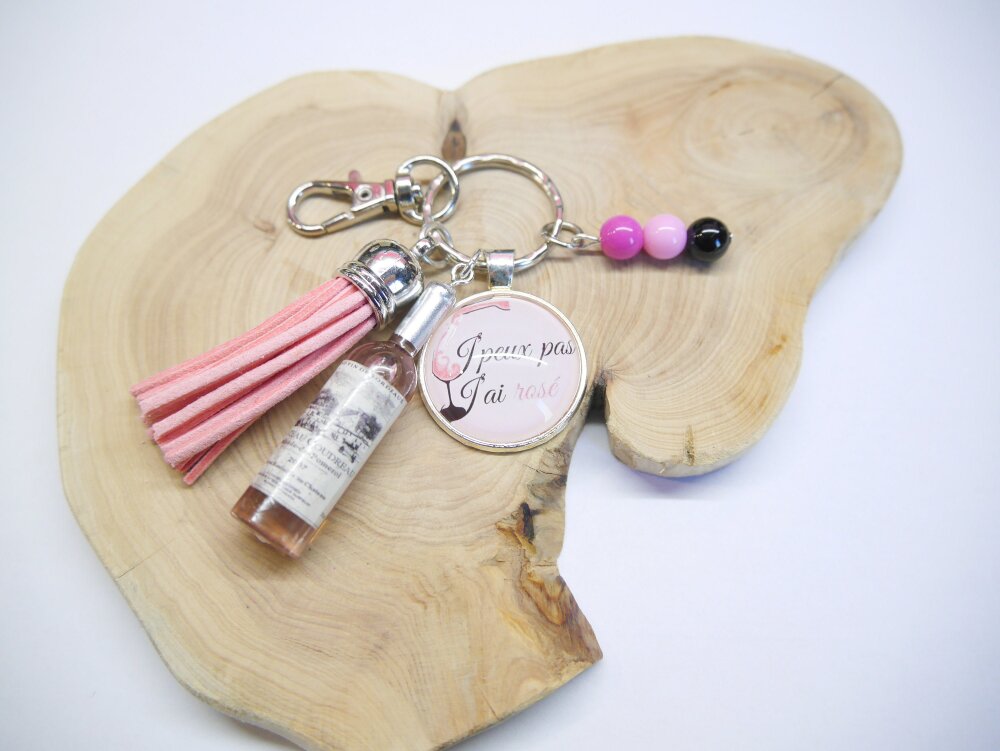 Porte-clés personnalisé rose - idée cadeau femme - porte clé inscription  j'peux pas j'ai rosé