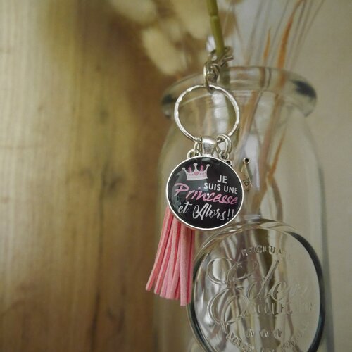 Porte-clés personnalisé rose- idée cadeau femme - porte clé inscription je suis une princesse | cadeau idéale copine, amie, evjf