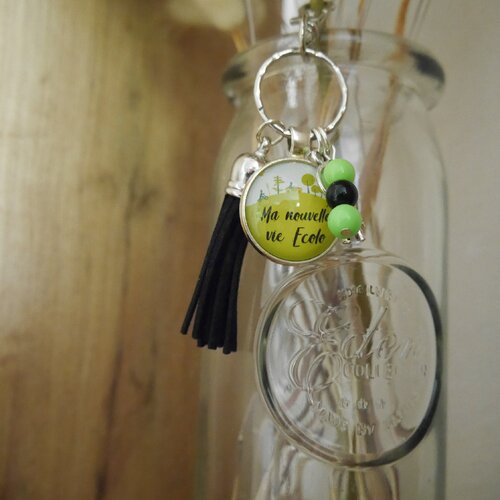 Porte-clés personnalisé vert- idée cadeau femme - porte clé inscription ma nouvelle vie écolo | cadeau idéale copine, amie..