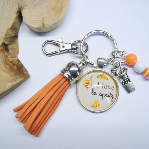 Porte-clés personnalisé orange - idée cadeau femme - porte clé inscription i love spritz | cadeau copine, amie evjf