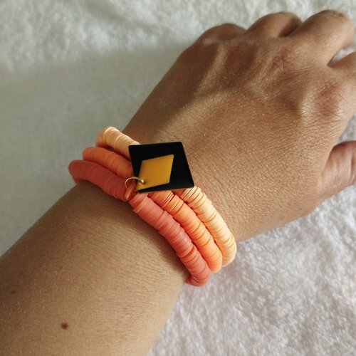 Ensemble de  bracelets orange, orangé / style boheme / modèle unique / bracelets perles