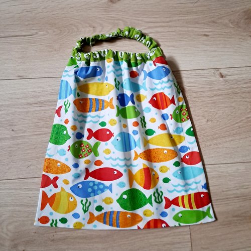 Serviette élastique, serviette de cantine élastique pour enfant - serviette motifs poissons