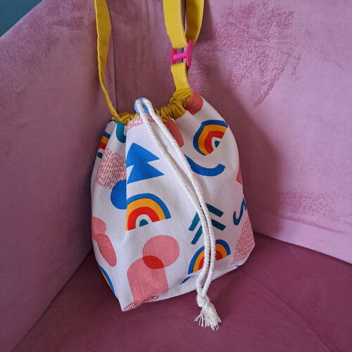 Pochette, sac  en tissu – sac à main original multicolore - petit sac bandoulière fait main