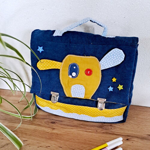Cartable maternelle bleu ;drôle de petite bête