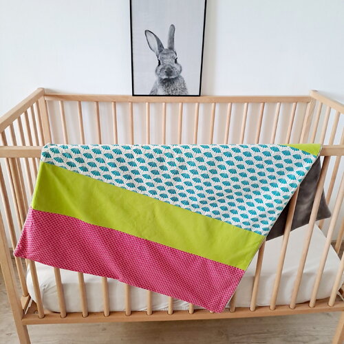 Couverture bébé fille - couverture rose et verte  | cadeau de naissance | cadeau baby shower