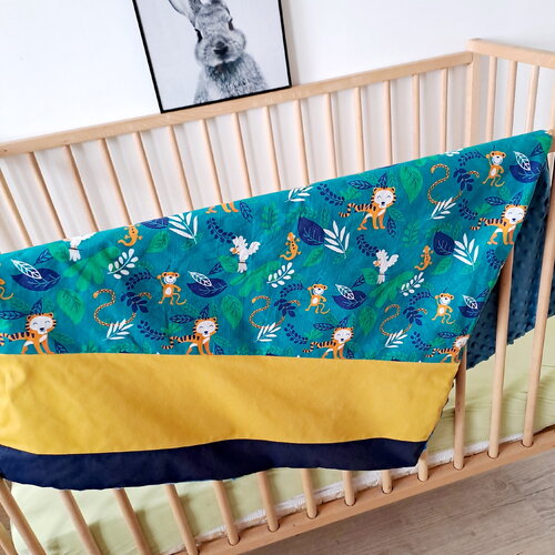 Couverture bébé garçon - couverture jungle verte et jaune  | cadeau de naissance | ensemble bébé