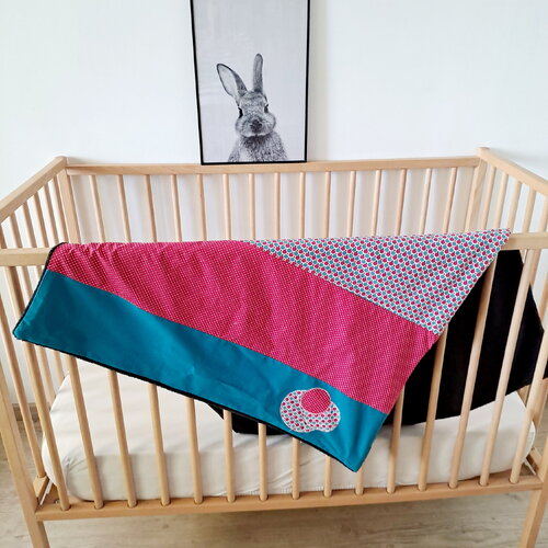 Couverture bébé fille rose - couverture rose et bleue  | cadeau de naissance | cadeau baby shower