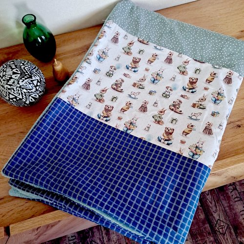Couverture bebe garçon – couverture vintage - cadeau de noël bebe personnalisé et unique -