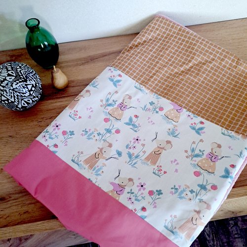 Cadeau baby shower– couverture douce souris - cadeau de noel bebe personnalisé et unique - plaid fille