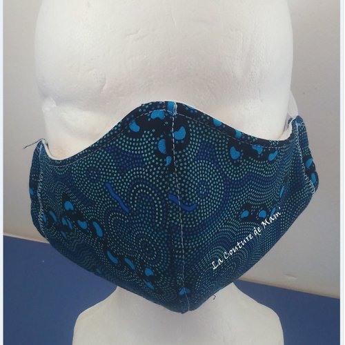 Masque de protection bleu ethnique - taille femme/ado