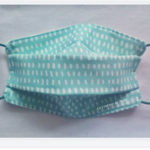 Masque alternatif enfant 3/9 ans vert d'eau & traits blancs