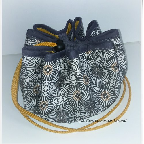 Tapis piscine "pieds au sec" gris biais gris cordelette moutarde