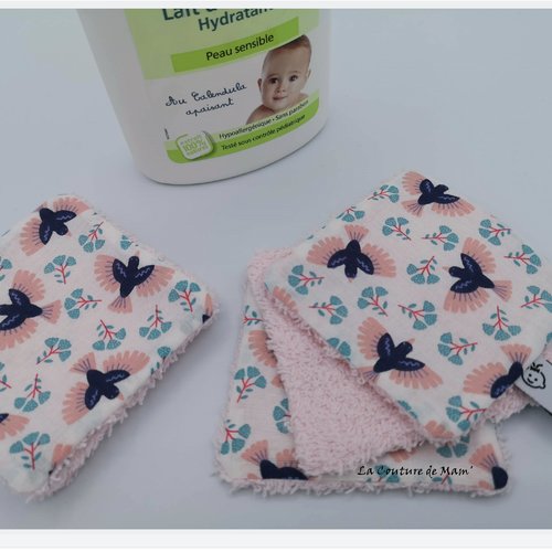 Lingettes motif oiseau - lot de 6 - 9cmx9cm