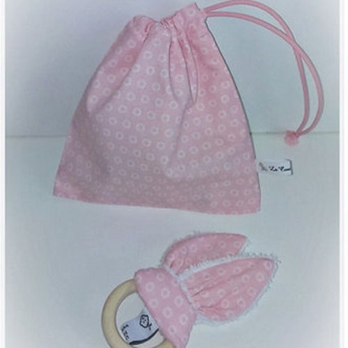 Pochon range tétine ou anneau de dentition paquerettes
