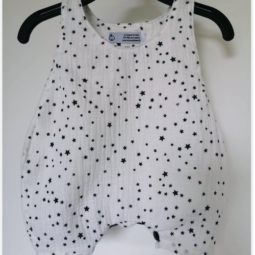 Barboteuse double gaze naissance / 1 mois blanche