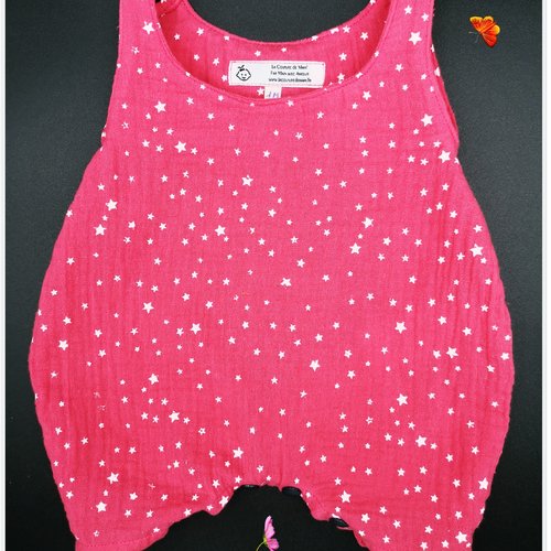 Barboteuse double gaze naissance / 1 mois rouge