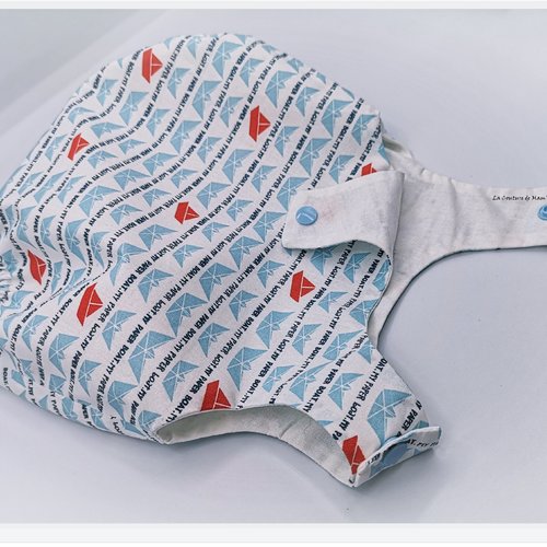 Barboteuse doublée petit bateau bleu ciel - 6/12 mois