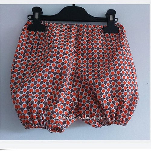 Bloomer pois oranges et marrons, culotte cache couche - tailles 1 an