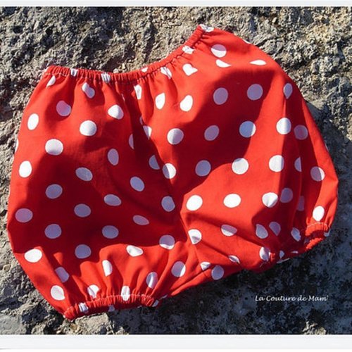 Bloomer rouge à pois blancs, culotte cache couche - tailles 6 mois