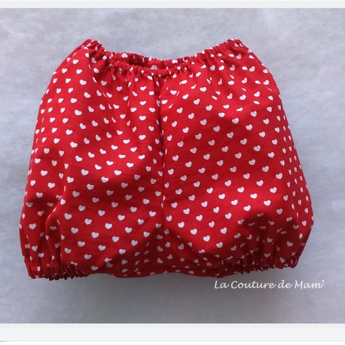 Bloomer rouge cœurs blancs, culotte cache couche - tailles 3 mois