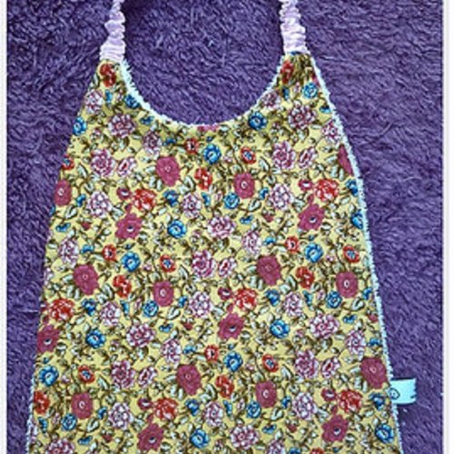 Serviette de cantine élastique enfant, bavoir maternelle petites fleurs