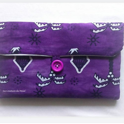 Tapis à langer nomade bébé violet – cases africaines – fait main – 0/6 mois – cadeau naissance