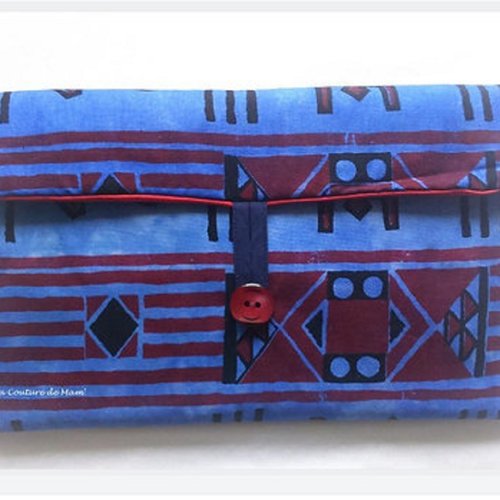 Tapis à langer nomade bébé bleu – ethnique africain – fait main – 0/6 mois – cadeau naissance
