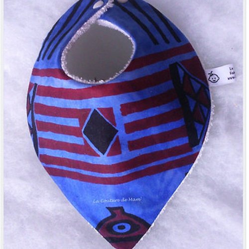 Bavoir bandana wax bleu ethnique 0/3 mois
