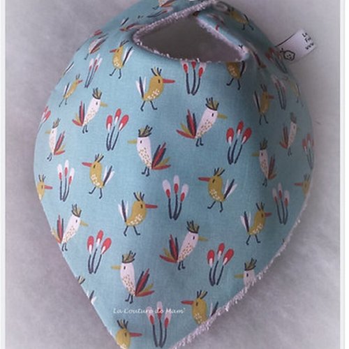 Bavoir bandana oiseaux 0/3 mois