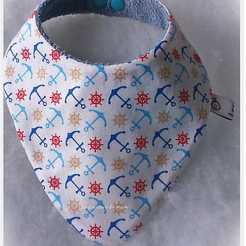 Bavoir bandana ancre marine bleue 3/9 mois