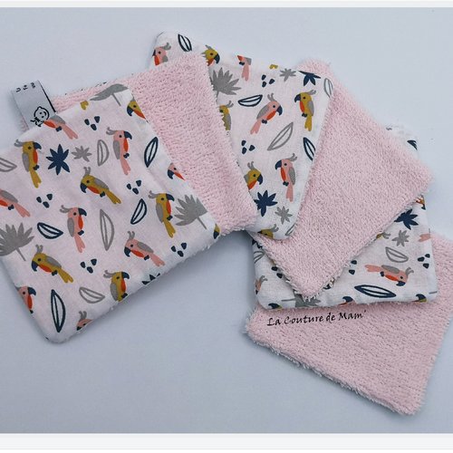 Lingettes lavables - multicolores perroquets - lot de 6