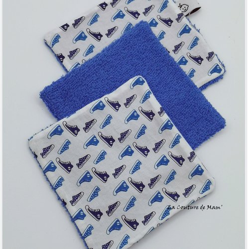 Lingettes motif baskets - lot de 3 - 12cmx12cm
