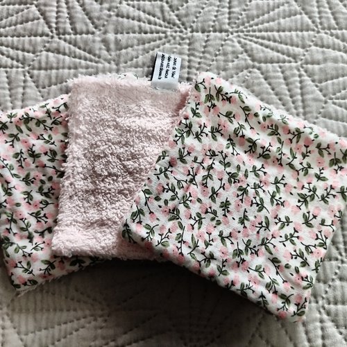 Lingettes lavables - façon liberty - lot de 3