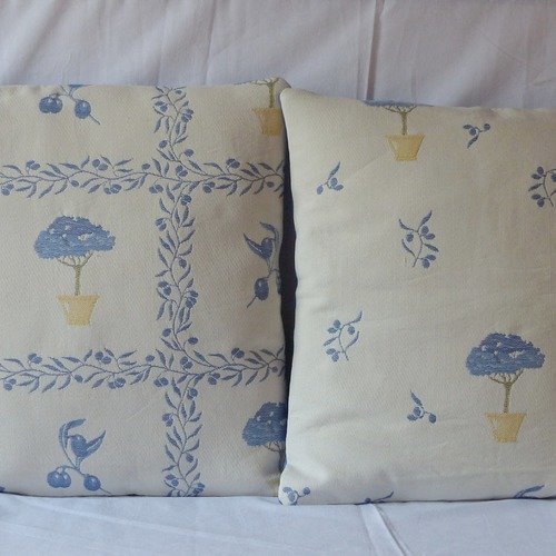 Housses de coussin "jardin d' eden" duo bleu assortis pour coussins 40*40