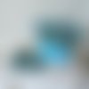 Trousse de toilette"les toucans bleus" en tissu et simili cuir bleu ciel avec ses 2 lingettes