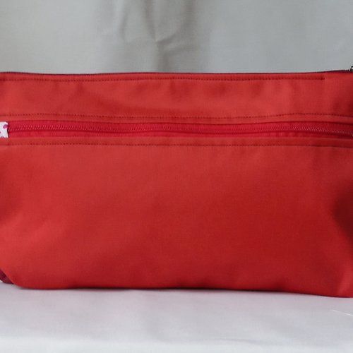 Trousse double plate,tissu imperméable, a 2 fermetures éclairs,bi-color,doublée fleurie,