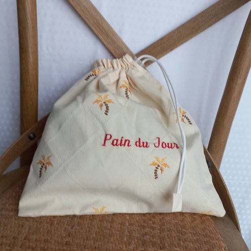 Sac a pain brodé "pain du jour"