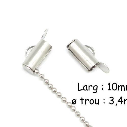 6 embout tube pour chaîne bille, tissage perle en métal argenté - 10mm