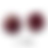 2 perles pompon ronde 10mm rouge grenat bordeaux imitation fourrure