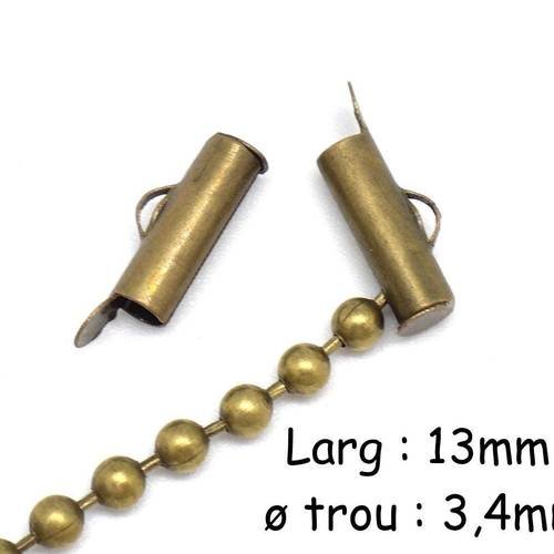 6 embout tube pour chaîne bille, tissage perle en métal de couleur bronze - 13mm