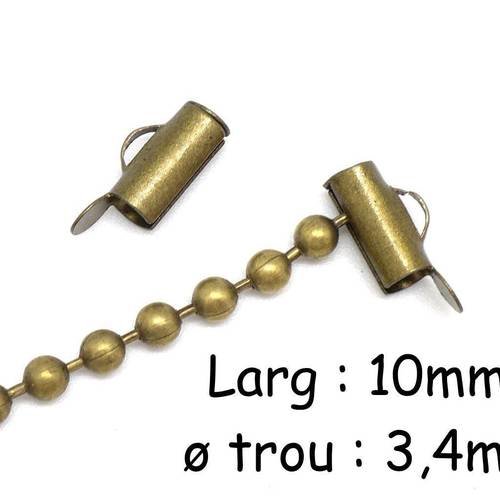 6 embout tube pour chaînette bille, tissage perle en métal de couleur bronze 10mm