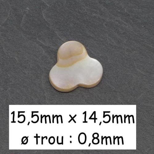 4 perles fleur, rond en nacre de couleur ivoire nacré 15mm