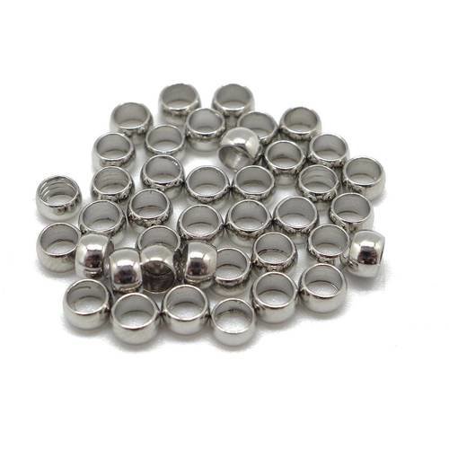 75 perles à écraser métal argenté 4mm