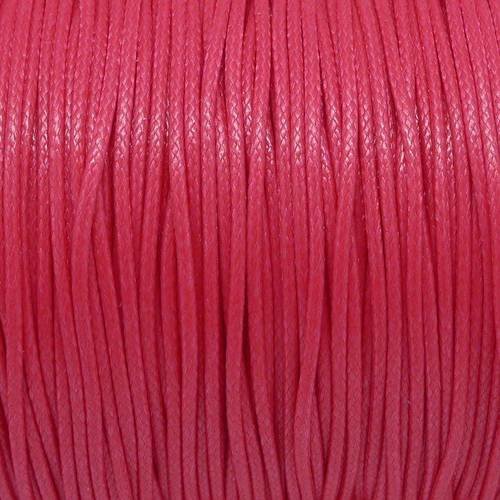 5m cordon polyester enduit 1mm souple rose vif coton ciré