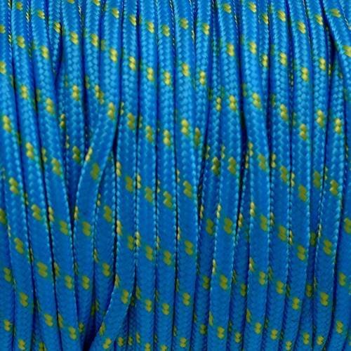 2m paracorde 3mm cordon nylon tressé bleu turquoise et jaune