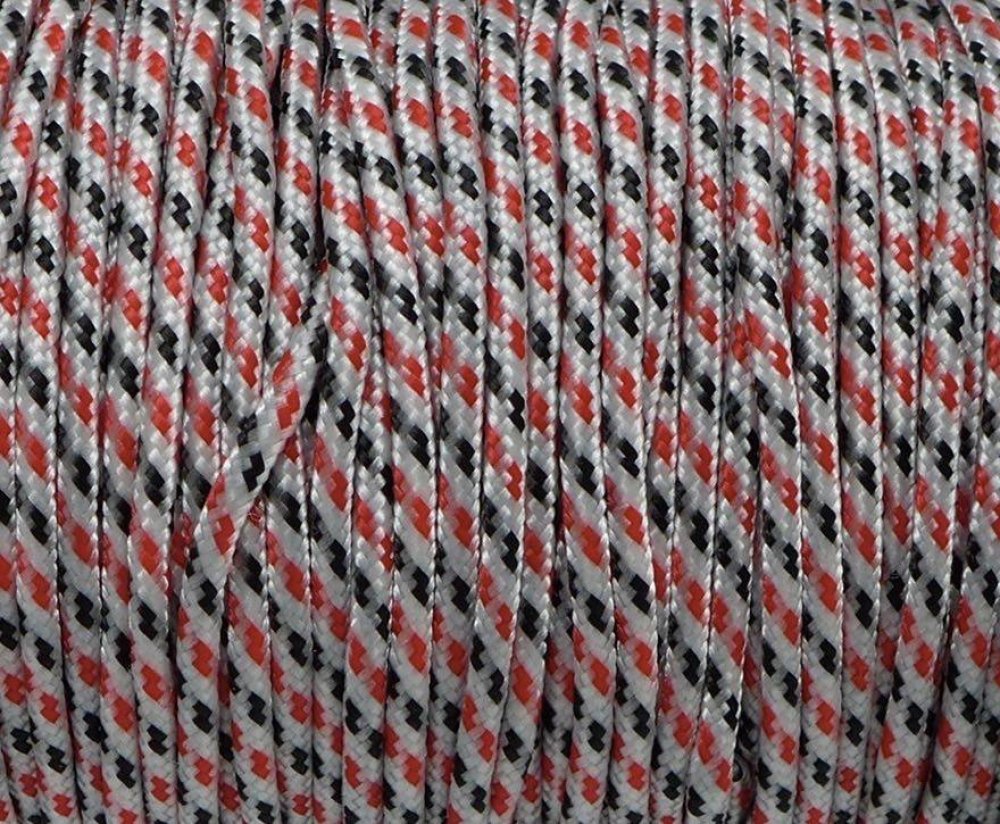 2m paracorde 3mm cordon nylon tressé noir, blanc, rouge - Un