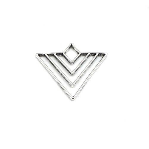 4 pendentifs connecteur triangle en métal argenté forme géométrique 24mm x 30mm