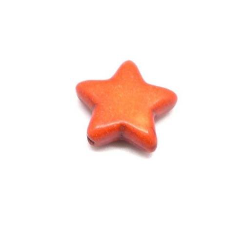 5 perles étoile en pierre synthétique orange imitation turquoise "howlite" 15mm