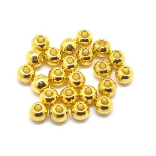25 perles ronde en métal doré lisse 5mm  trou 2mm